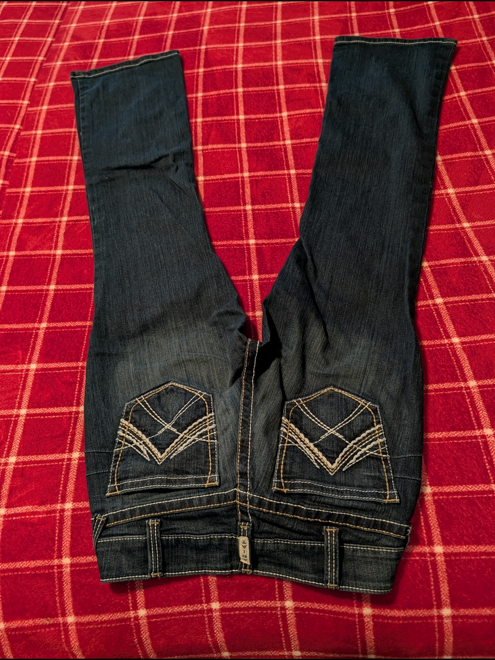 Ariat Dark Blue Bootcut Jeans with Contrast Stitching - Picture 8 of 8